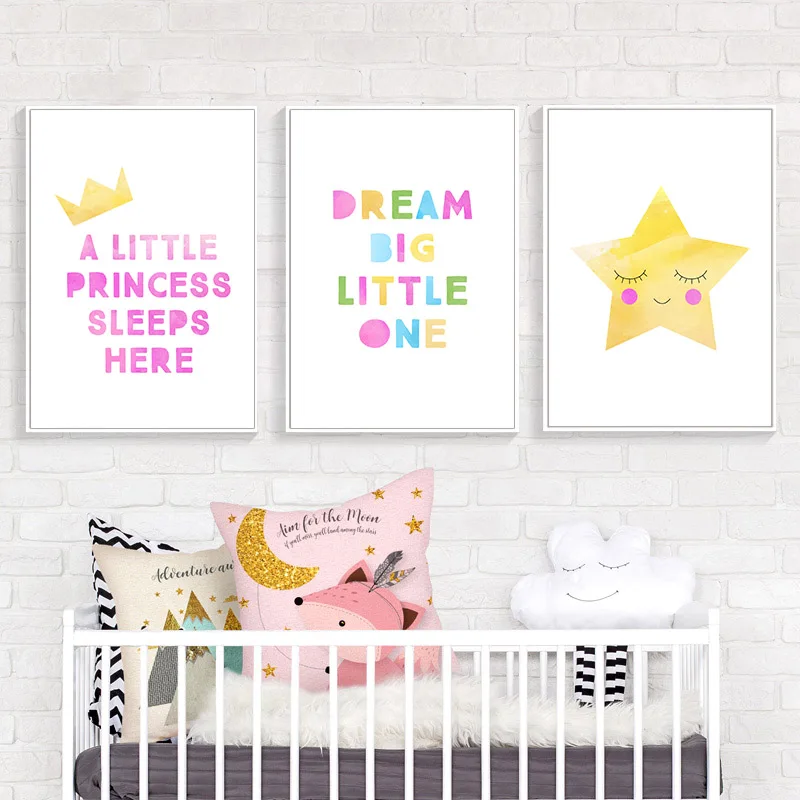 Детская Цитата настенная Картина на холсте для детской комнаты Мультяшные