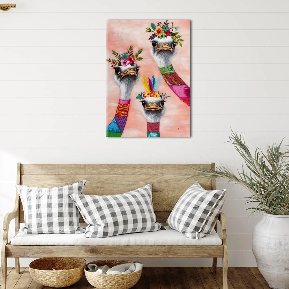 Цветная картина страусиного искусства Постер и принты холст настенные картины