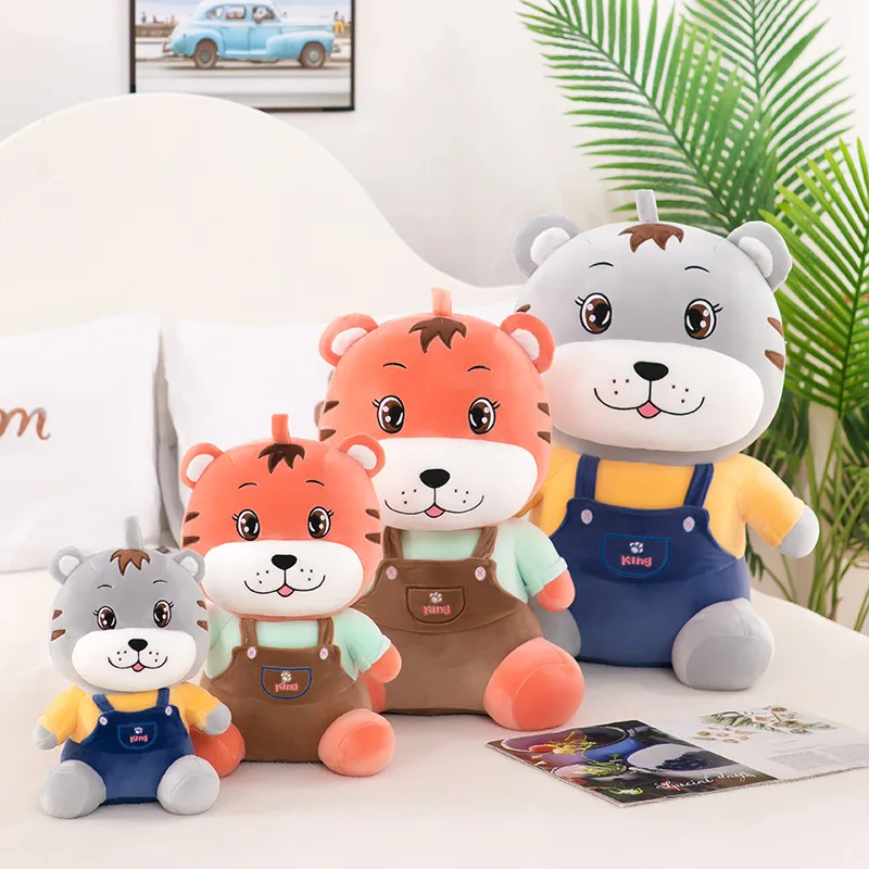 Cute Color Strap Tiger Doll Plush Toy Kawaii Soft Home Plush Pillow Doll Room Filling Decoration Toy Couple Birthday Gift Doll 