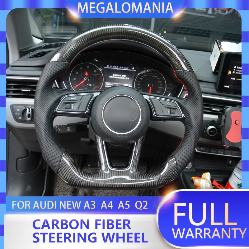 Гоночный руль из настоящего углеродного волокна Руль Подходит для AUDI A3 A4 A5 Q2