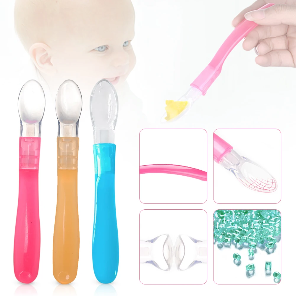 

Silicone Baby spoon Soft Baby Feeding Dishes Feeder Appliance Children Food Self-Feeding Training Tableware Kids Ice cream Spoon