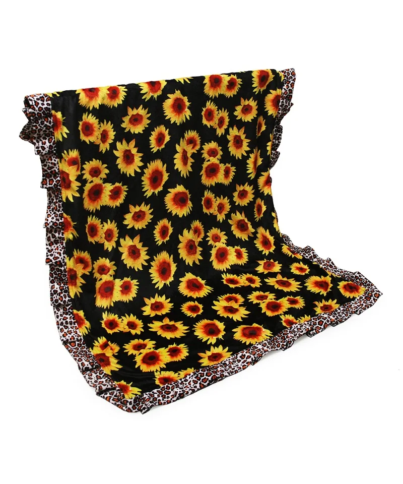 Одеяло с оборками и рисунком подсолнуха леопардовое детское хлопковое стеганое