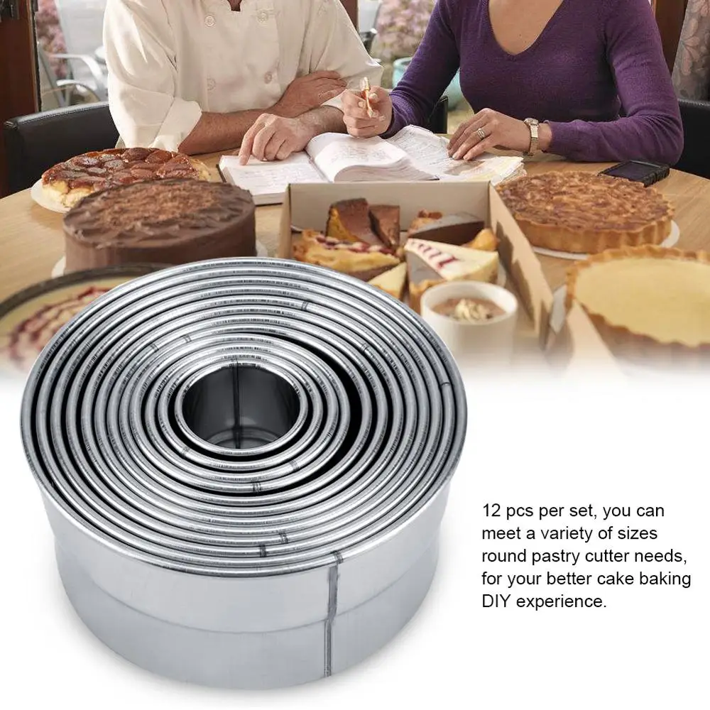 12 шт./компл. Нержавеющая сталь Круглый печенья Форма для Мусса торт резчики пресс