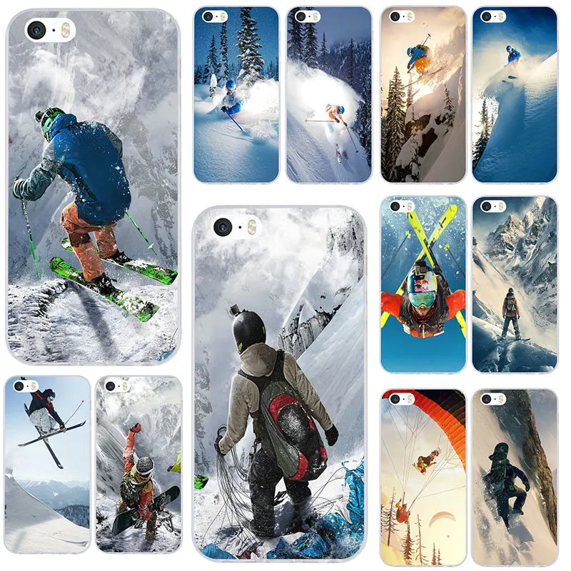 Мягкие чехлы из ТПУ для телефона чехол для iPhone 8 7 6 6S Plus X XR XS Max 10 5 5S SE 5C 4 4s Coque сумки Снежный или лыжный спорт Сноубординг