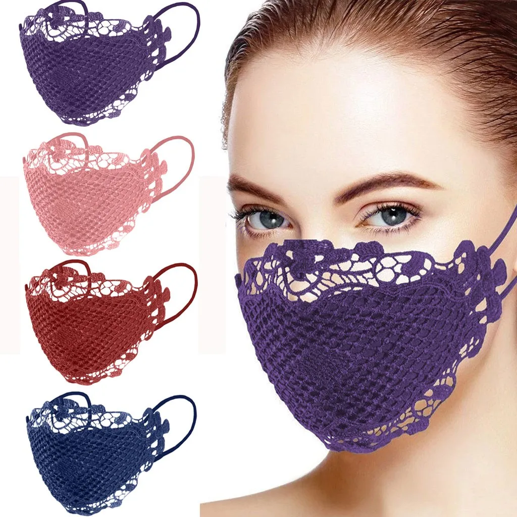 1 шт. Изящная кружевная аппликация моющаяся многоразовая маска для лица женская