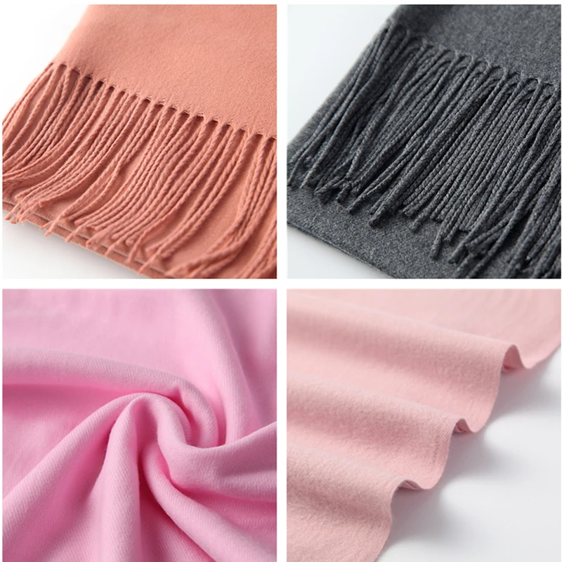 2019 Женские однотонные кашемировые шарфы женские зимние плотные теплые мягкие