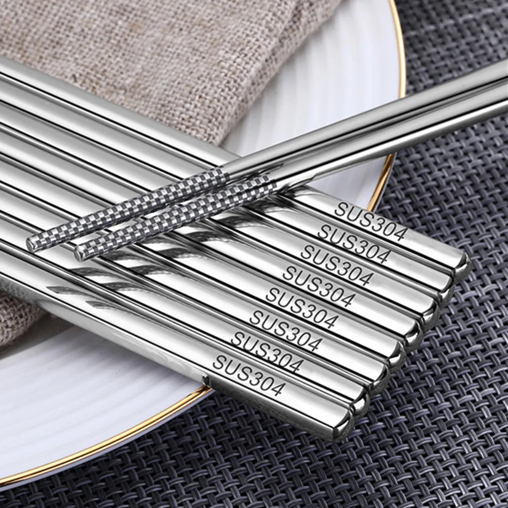 1 пара Роскошная нержавеющая стальная палочка для еды набор металлических