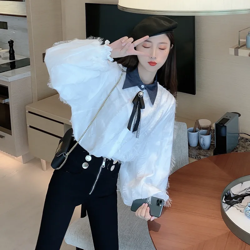 2020 Fashion Women Elegant Bow Tie White Blouses Chiffon Casual Shirt Office Ladies Tops School Blusas Female Clothing new |