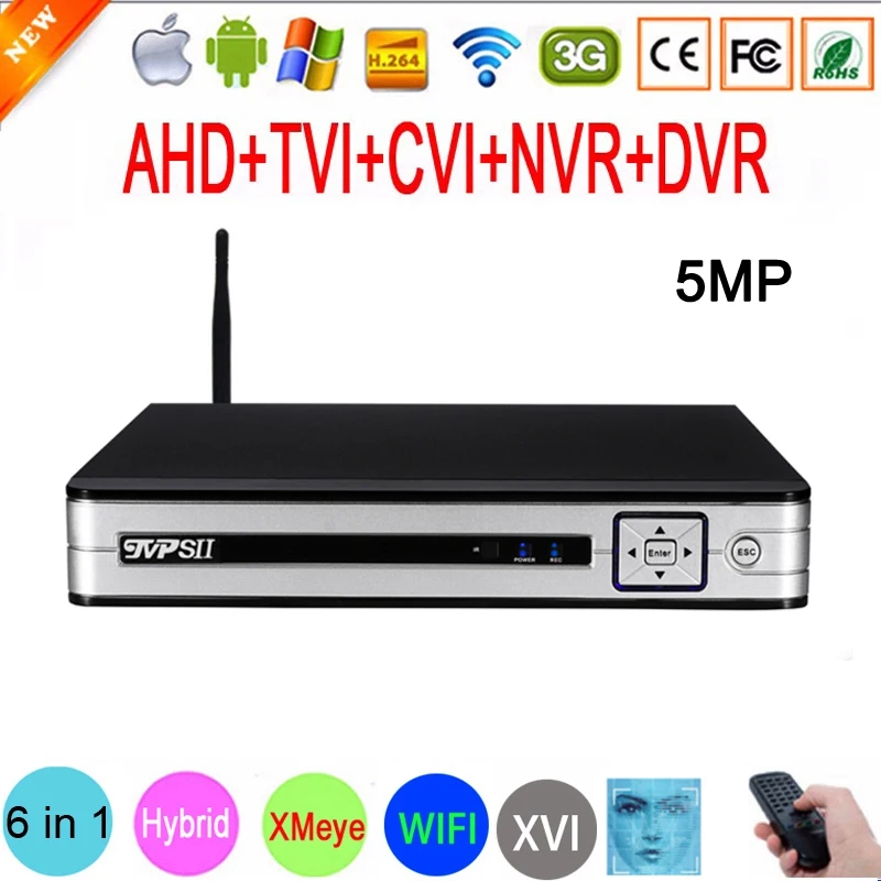 

Silver Panell Auido Xmeye 5MP Hi3521D H.265+ Xmeye 4 Channel 4CH 8CH 8 Channel 6 in 1 Hybrid XVI CVI TVi NVR AHD WIFI CCTV DVR