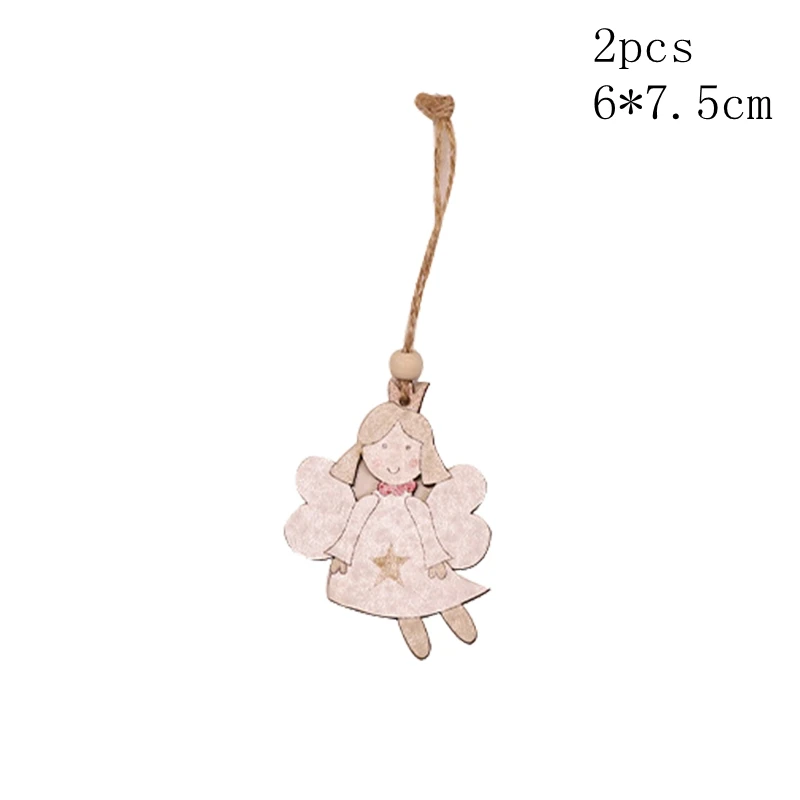 2pcs B04 Рождественские украшения, деревянные подвески, новогодние Подвесные Подарки, украшение на елку, сделай сам, дерево, ремесло, для дома, свадьбы, Navidad, Декор - Цвет: 2pcs B04