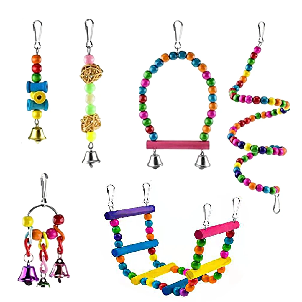 

6 шт. большая и средняя жевательная игрушка в виде птицы, забавные Подвесные качели, строительные игрушки для тренировок