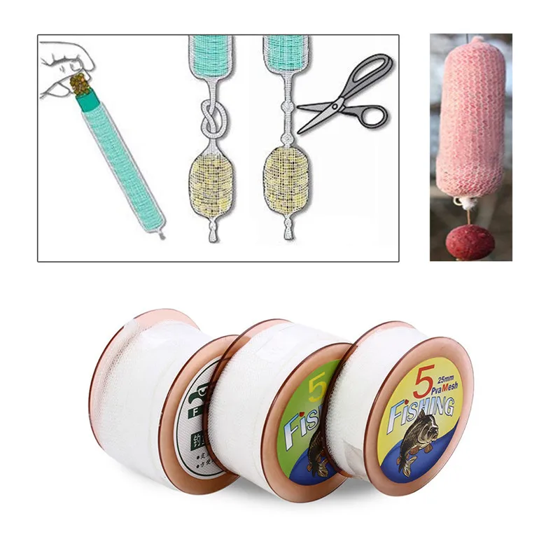 

25/37/44mm Easy To Carry PVA Mesh Refill 5m Narrow Fishing Tool Soluble Network Refill Stocking Bait Bag Protect Fish Net
