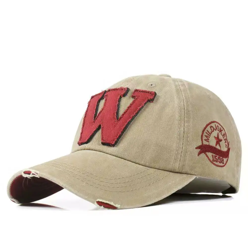 

W Letter Baseball Cap Denim Washed Old Men's and Women's Caps with Embroidery Edging Outdoor Spring and Summer Sun Hats
