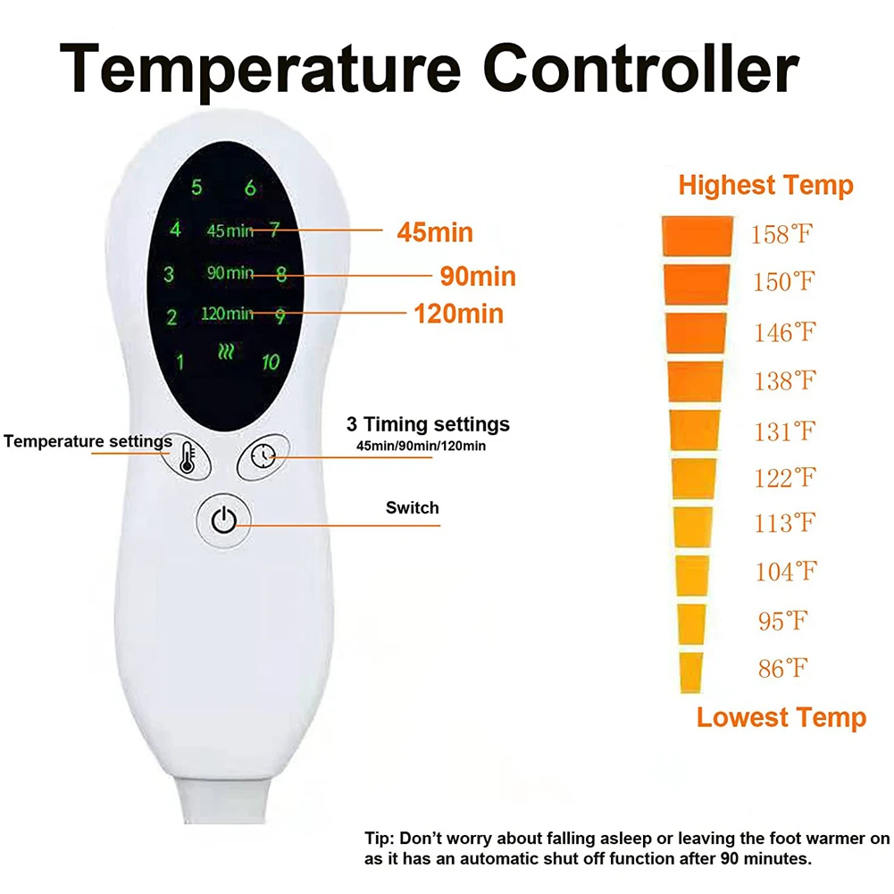 Foot Warmer Heating Pad Electric Heated Seat Warm Washable Heats Control Settings Cushion Thermal Massage | Дом и сад