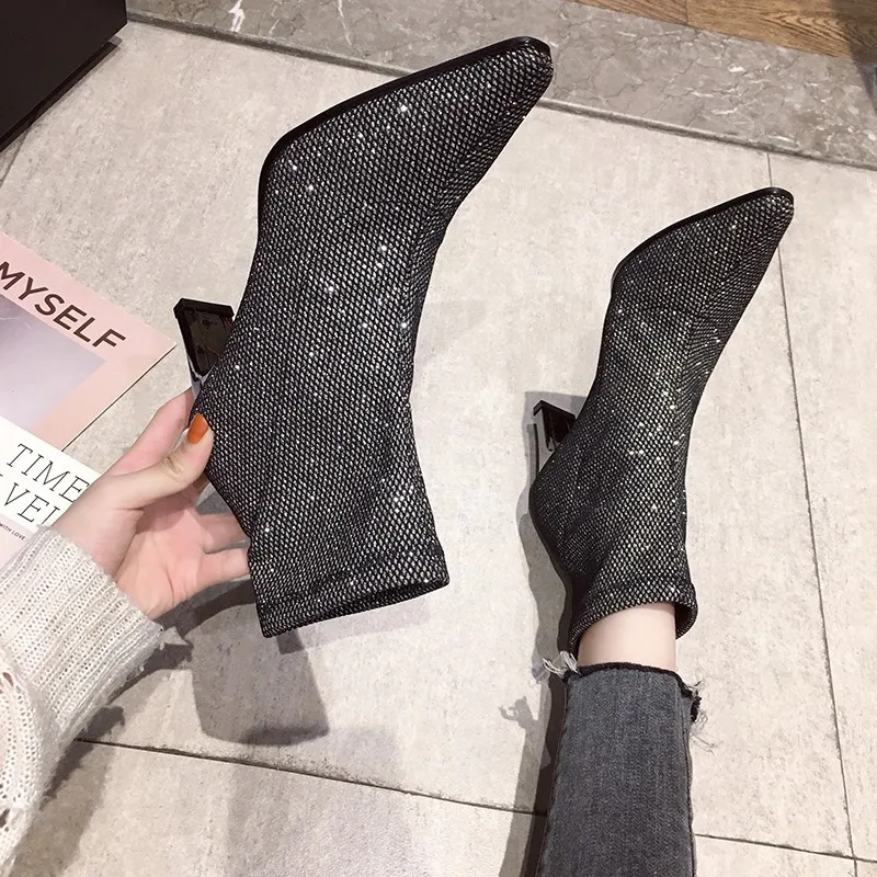 Новинка 2019 классические модные женские осенние ботильоны с острым носком