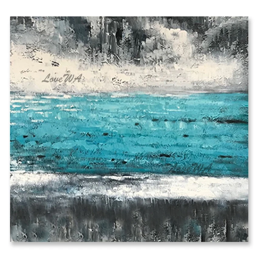 

Home Decoration Abstract Blue Acrylic Texture Design Oil Painting 100% Hand-painted Wall Art Room Hanging Pictures Artwork Piece