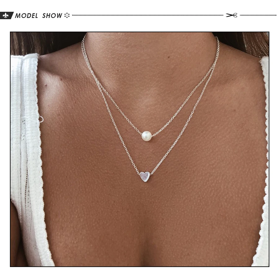 VKME модное жемчужное ожерелье с двойным слоем Love аксессуары Женское Ожерелье Bijoux подарки