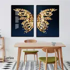 Скандинавская Золотая Бабочка золотого цвета оформление в современном стиле Картина на холсте художественное оформление коридора гостиной спальни