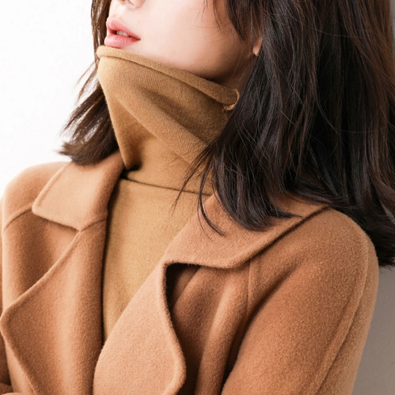 

Women Thicken Turtleneck Sweater Long Sleeve Solid Color Slim Knitted Jumper Top 6XDA