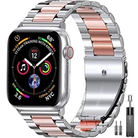 compatible with apple watch band 42mm 44mm 38mm 40mm business stainless steel metal wristband for iwatch
