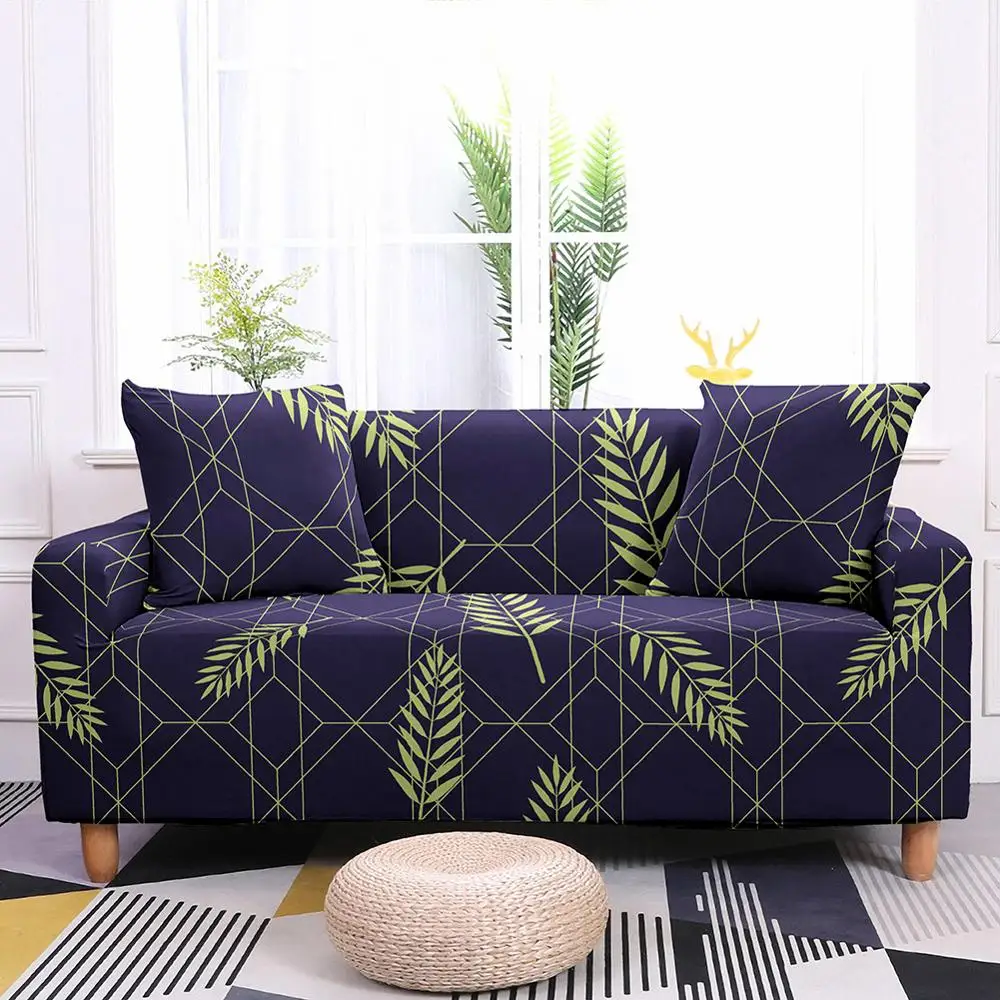 Чехол для дивана с принтом листьев эластичный чехол угловой чехлы гостиной|Чехлы