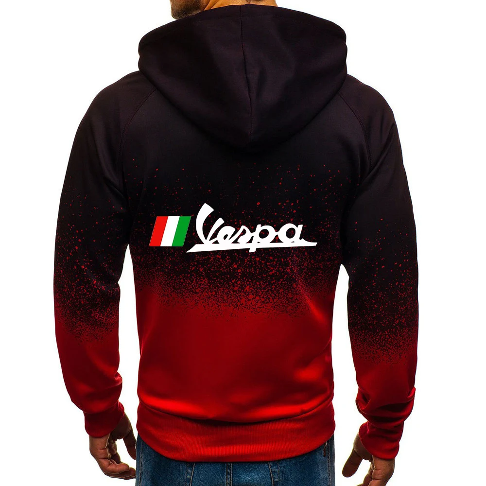 

Men's 2021 Vespa Logo Print Custom Comfortable Casual Harajuku Gradient Color Hoodies Gradient Man Zipper Jackets