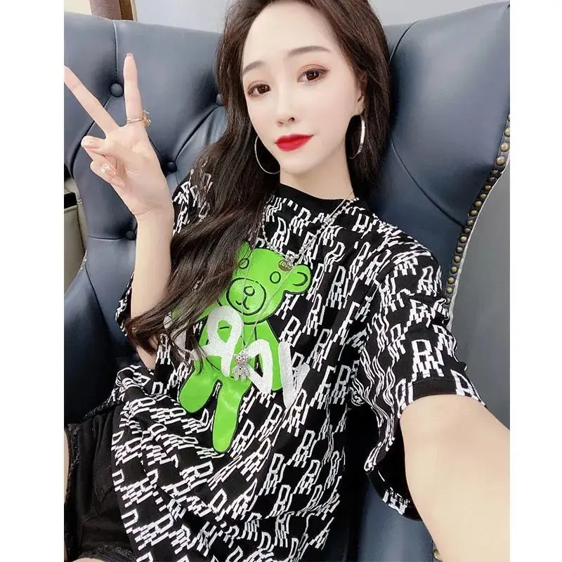 

Summer new large women's wear age reduction short sleeve T-shirt women's foreign style loose half sleeve top