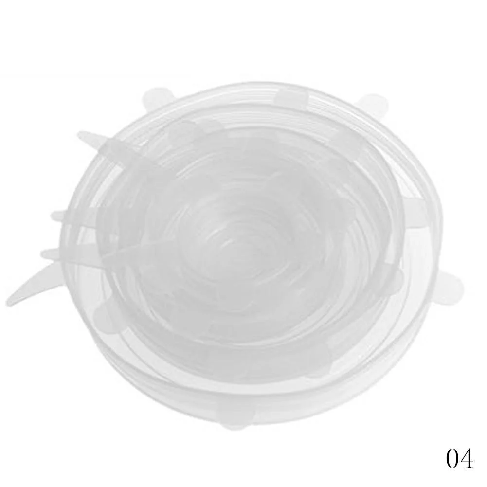 transparent 6 шт./компл. многоразовые силиконовые Обёрточная бумага Еда свежие Обёрточная бумага Кухня силиконовые инструменты для Еда Обёрточная бумага печать крышка стрейч инструменты - Цвет: transparent