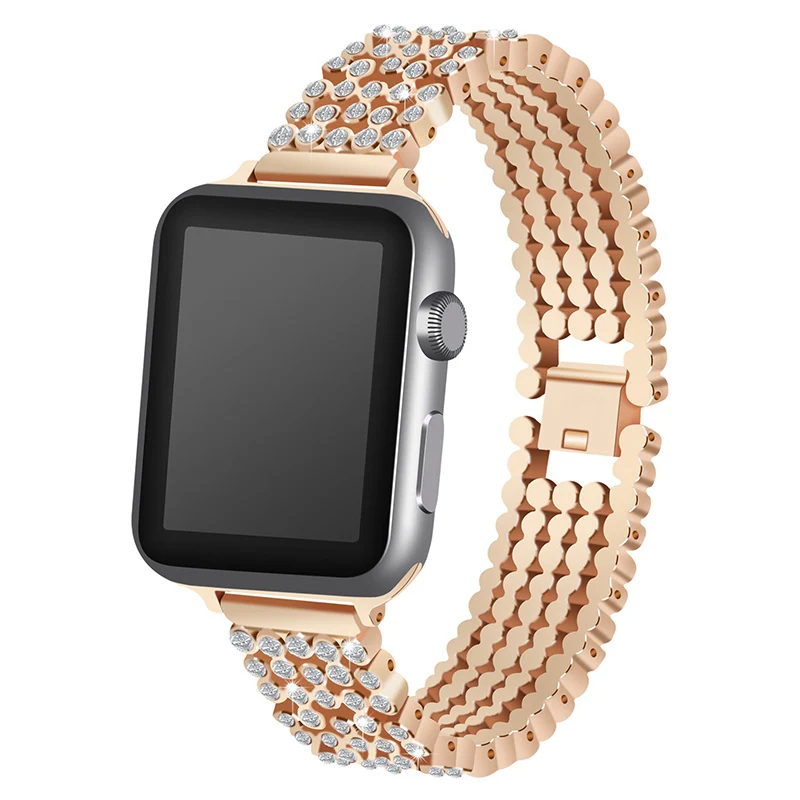 Ремешок из нержавеющей стали для наручных часов iwatch SE 6 4 5 регулируемый звеньевой