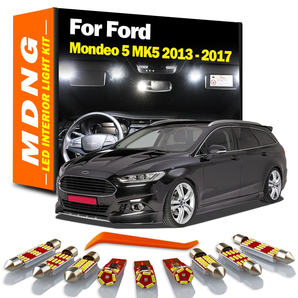 MDNG 7Pcs Canbus Car LED Interior Bulbs Kit For Ford Mondeo 5 MK5 2013 2014 - 2017 Dome Reading Lamps Vanity Mirror Trunk Lights