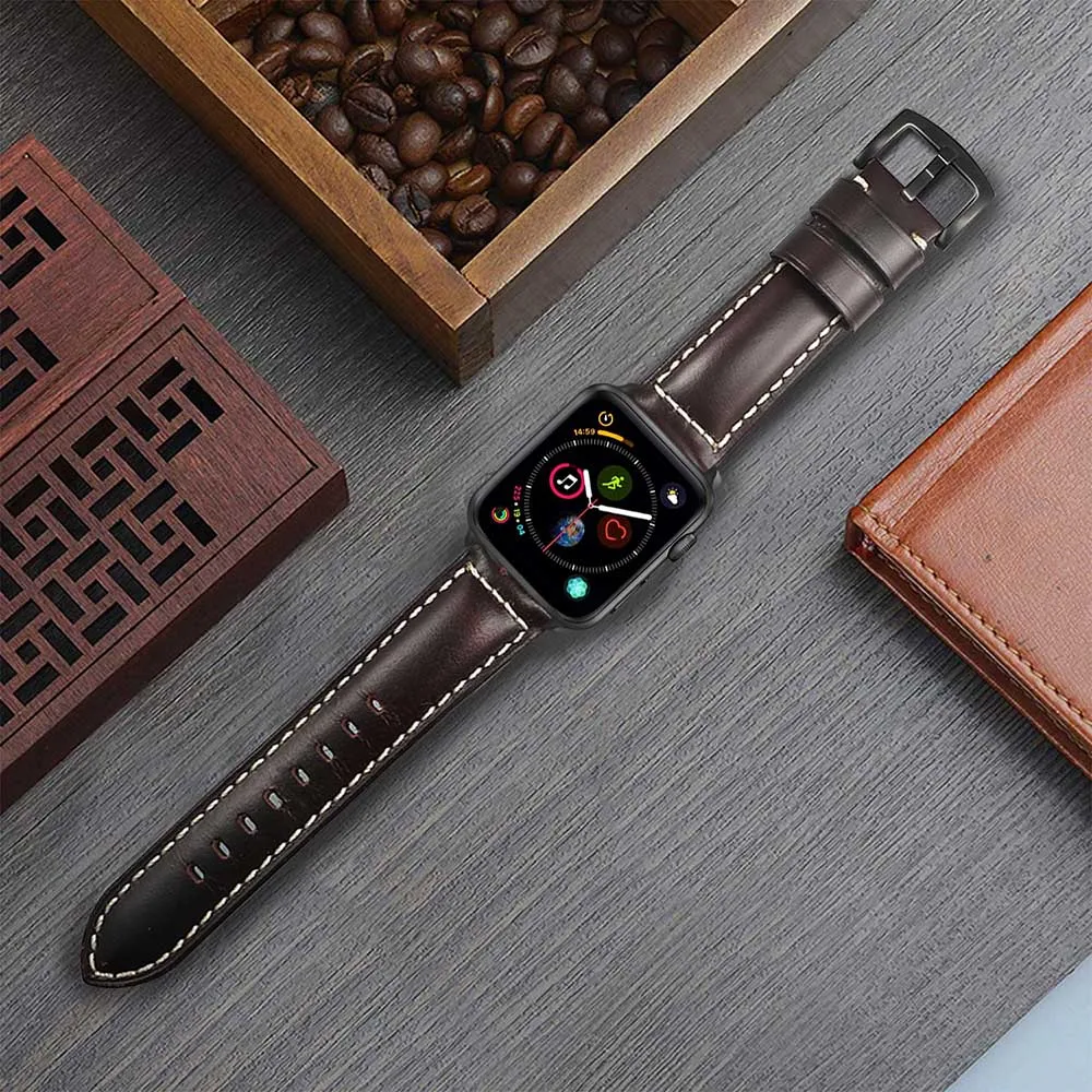 Кожаный ремешок для часов iWatch Apple Watch 38 мм 40 мм 42 мм 44 мм серии 5 4 3 2 1 коричневый ремешок браслет