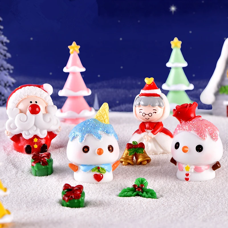 

Micro Christmas Decoration Santa Claus Tree Snowman House Desktop Home DIY Material Landscape Garden Craft Miniature Gift