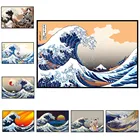 Набор для рисования по номерам на холсте большая волна канагавы, фотообои с героями аниме