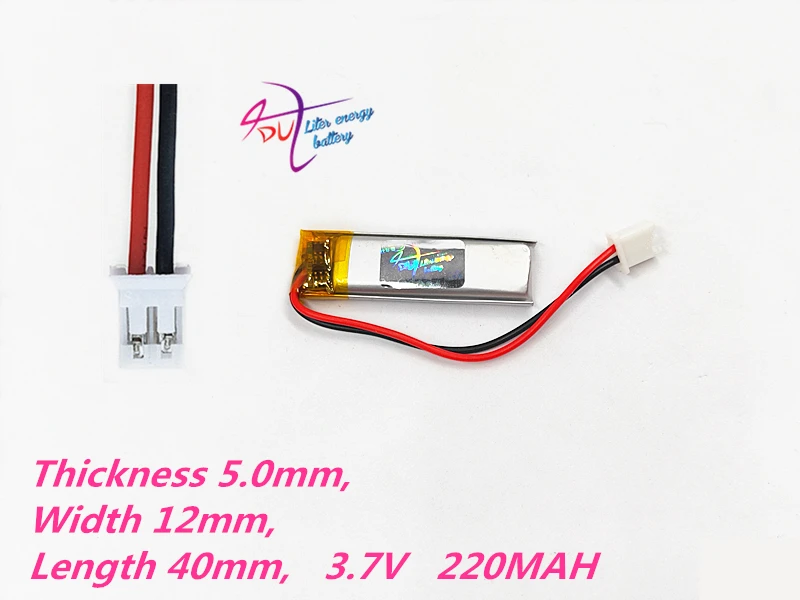 JST PH 2 0 мм 2pin 10 шт 3 7 V 220mAh литий-полимерный LiPo аккумуляторная батарея 501240 для Mp3