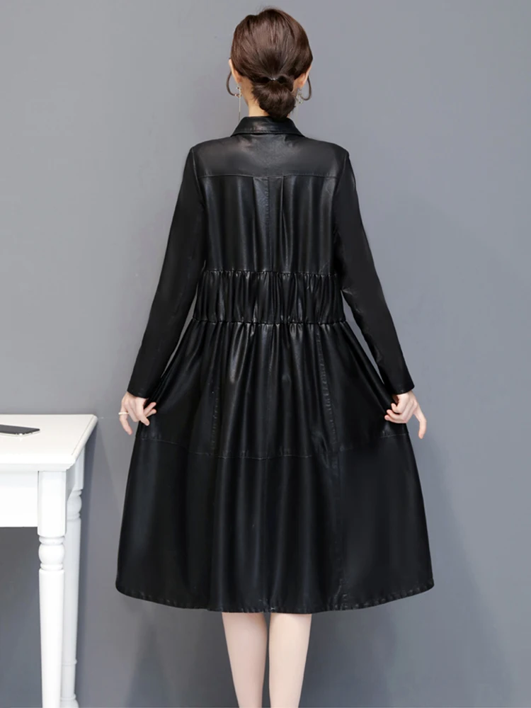 Lautaro Женские кожаные куртки и пальто Женская одежда больших размеров 4xl 5xl 6xl 7xl