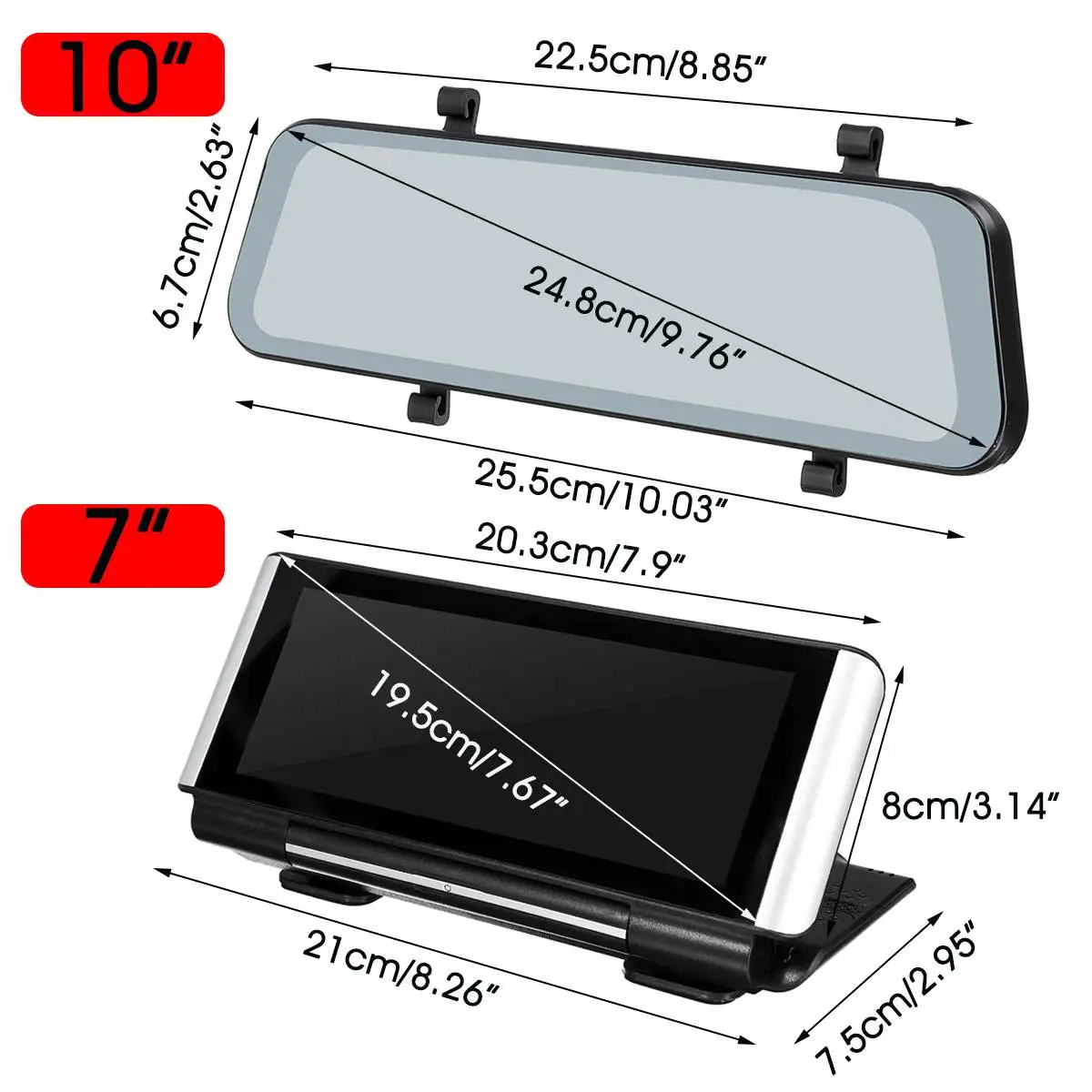 

7"/10" 1920P Car DVR Dash 4Sensor camera Dual Lens Auto Camera Video Recorder Rearview mirror with Rear camera Registrar DVRS