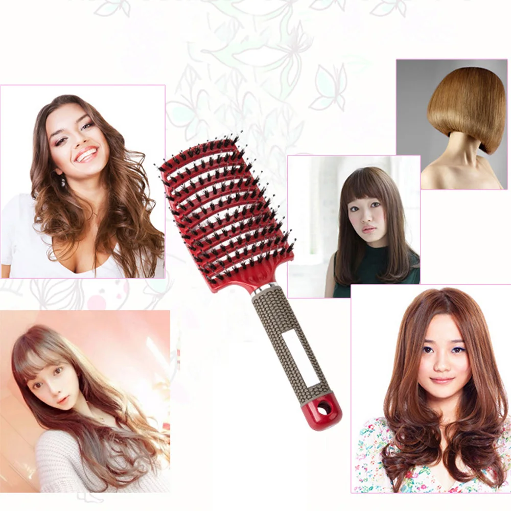 

Women Men Hair Scalp Massage Comb Bristle Nylon Hairbrush Wet Curly Detangle Hair Brush For Salon Hairdressing Styling Tools