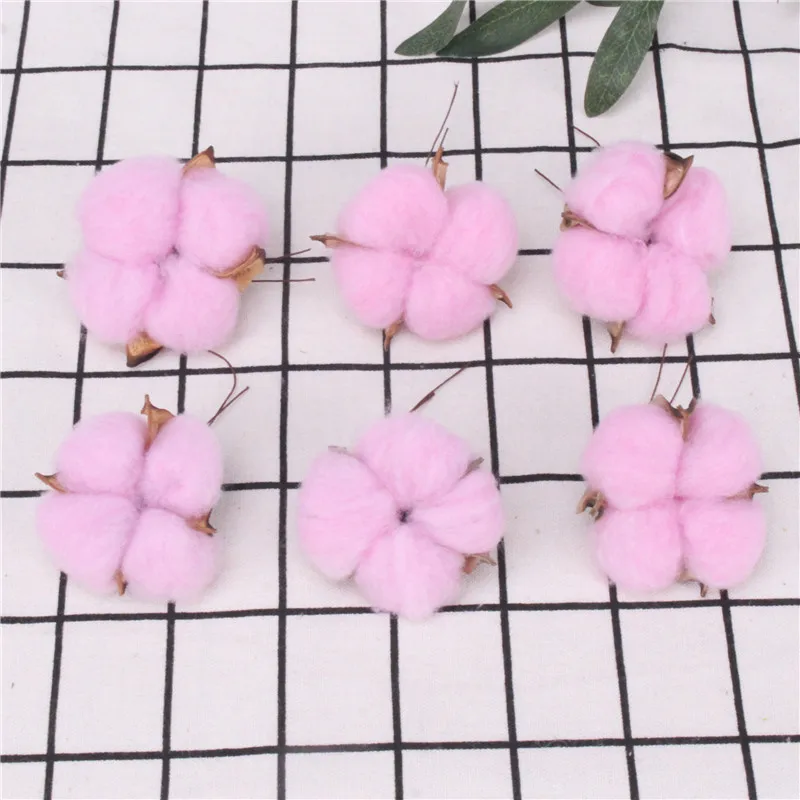 pink 10 шт. искусственный цветок натуральный сушеный цветок хлопок домашний Рождественский Декор DIYGarland венок цветок настенный материал венок - Цвет: pink