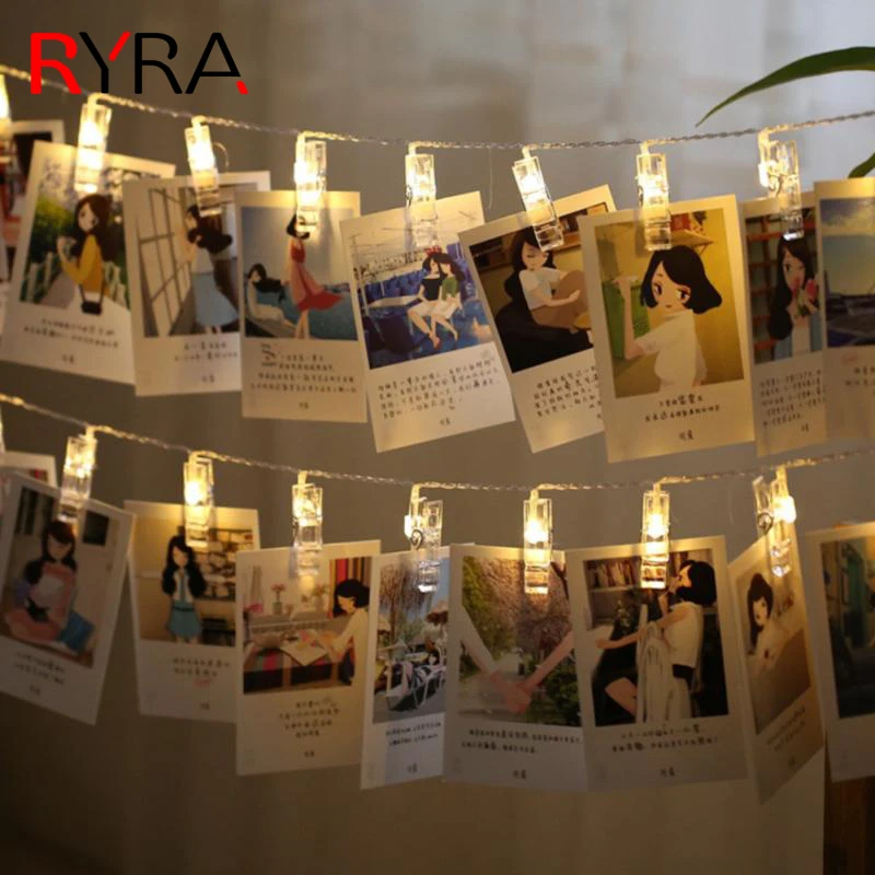 

СВЕТОДИОДНАЯ Гирлянда для фотографий с питанием от USB, на батарейках, волшебные мерцающие огни с зажимами для подвешивания фотографий, укра...