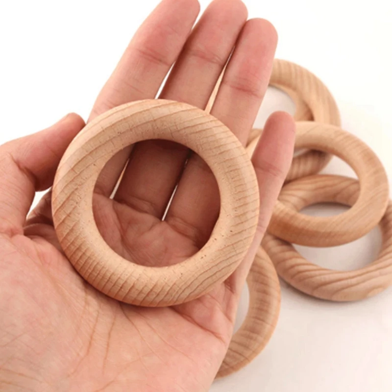 

50Pc 54mm Beech Wooden Rings Baby Teether Wooden Blank Rodent DIY Nursing Bracelets Children's Goods Toys
