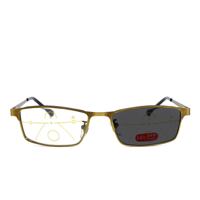 Винтажные мужские бронзовые квадратные прогрессивные Мультифокальные очки для