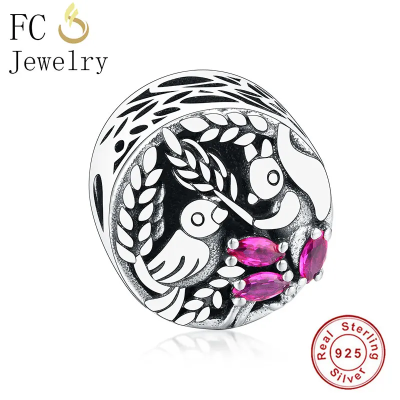 FC ювелирное изделие, браслет Pandora, 925 серебро, Bobot, рыба, ангел, медведь, кошка, красная эмаль, чип, чашка пони, бусина, Berloque - Цвет: FC1200