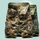 Мужские свободные камуфляжные шорты-карго, повседневные пляжные шорты до колена из 2021 хлопка со множеством карманов в стиле милитари, лето 100%