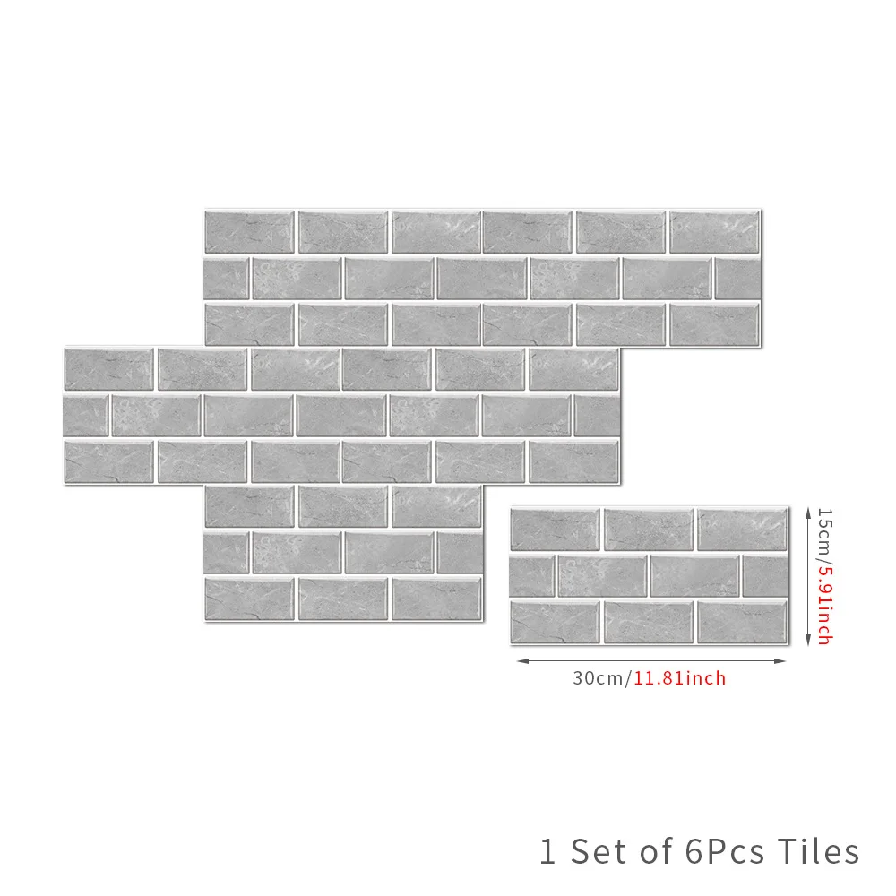 

Mediterranean style gray brick pattern home kitchen stove wall partial ceramic tile stickers self-adhesive