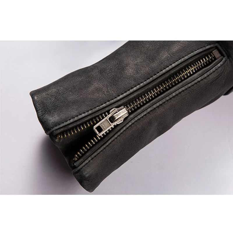 Мужская кожаная куртка из натуральной кожи винтажная мотоциклетная одежда