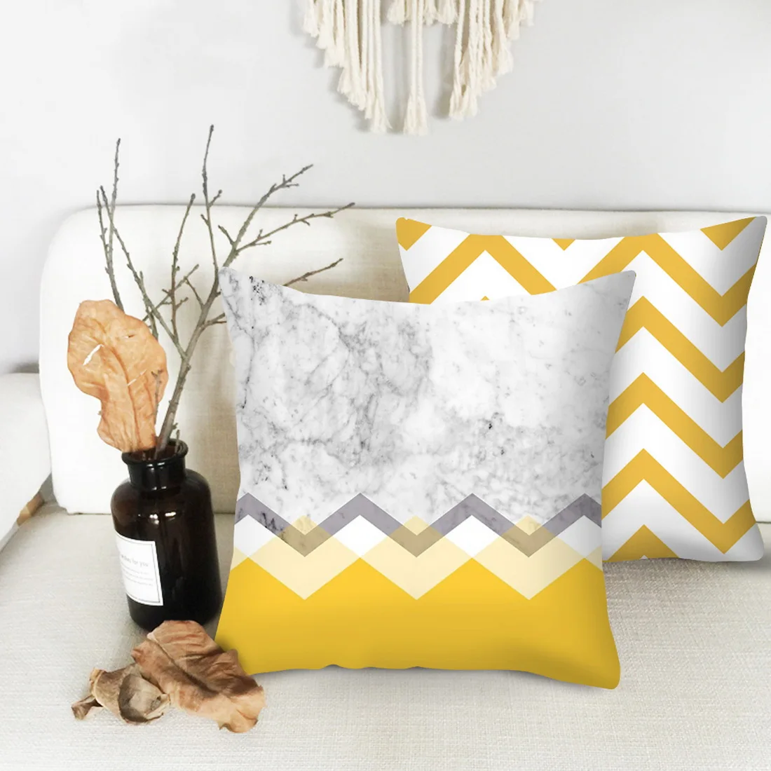 Juneiour желтый геометрический принт пледы чехол для подушки дивана автомобиля