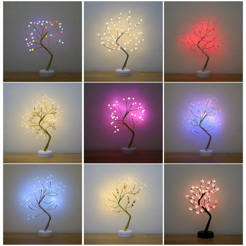 fairy tree night light led christmas decoration usbbattery night lamp for holiday bedroom indoor kids gift bar home table lamp free global shipping
