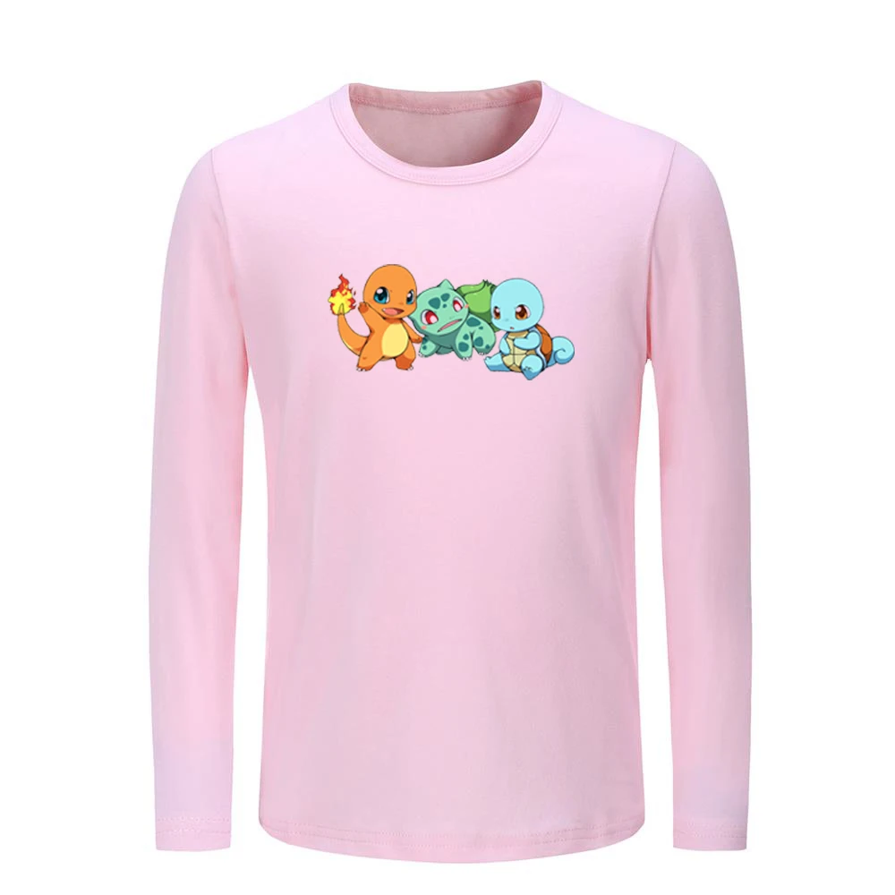Милые детские футболки с рисунком Pokemon Charmander Bulbasaur покебол Сквиртл Детские