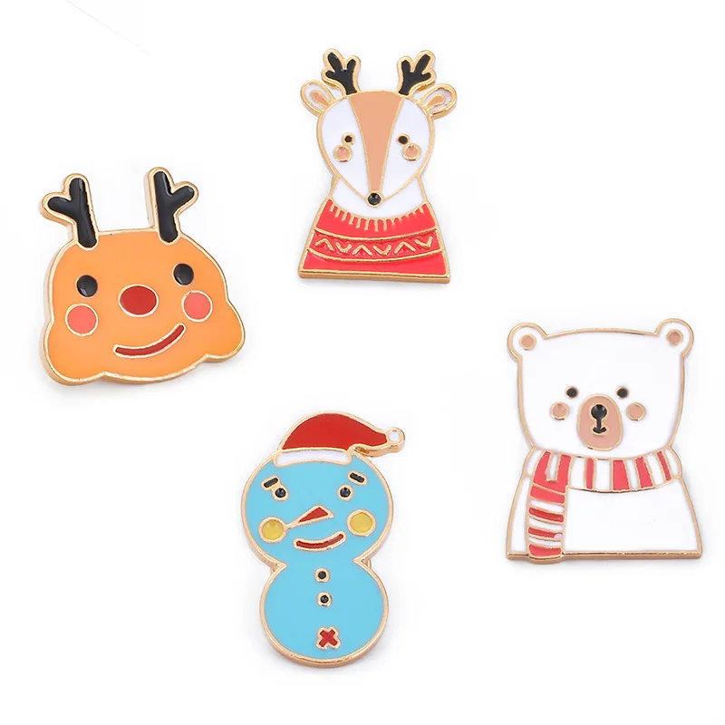 Милый снеговик полярный медведь Капельное масло Брошь Рождественский значок