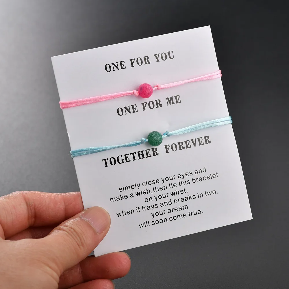 Популярный браслет дружбы винтажный вулканический камень Благословение карта